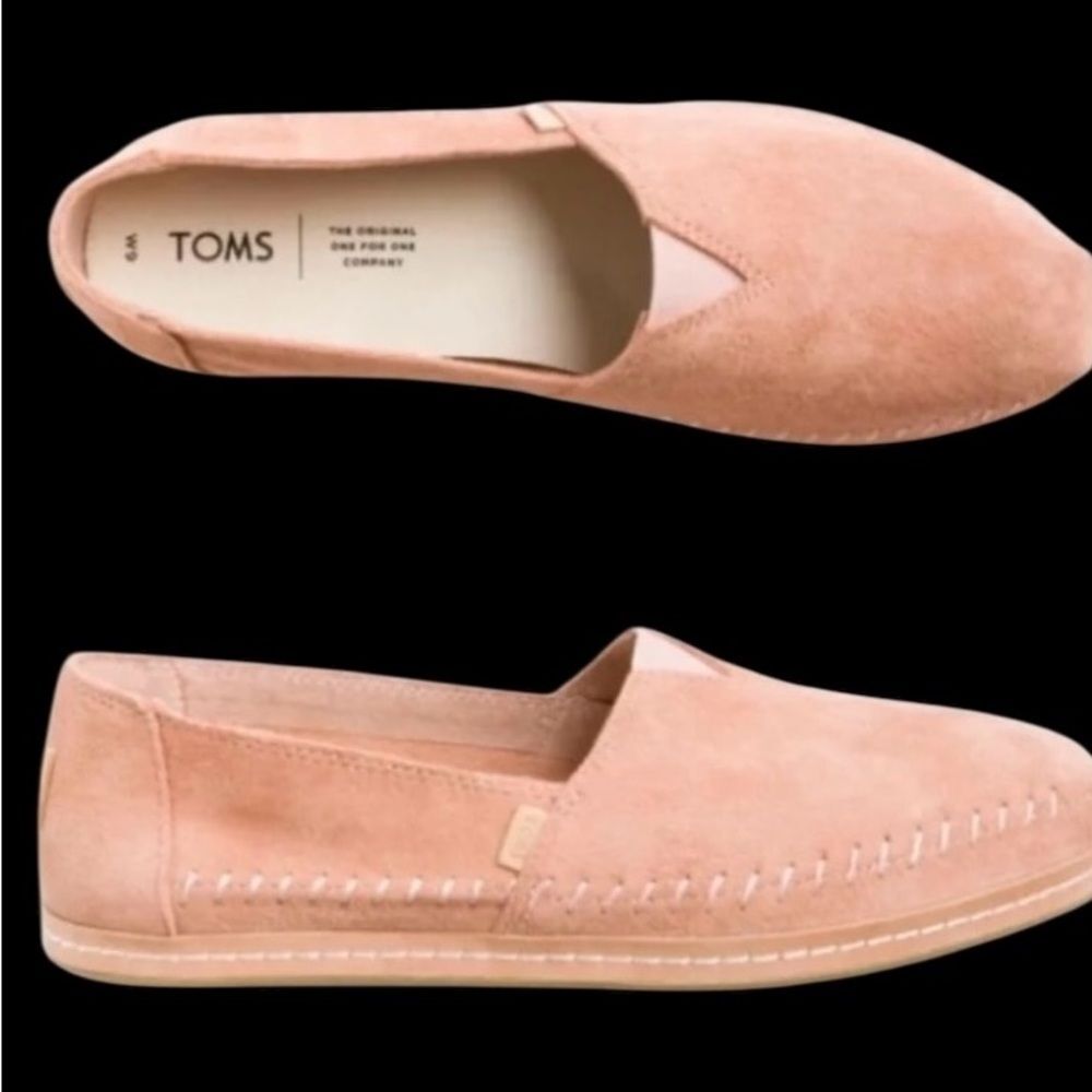 Women’s Toms suede comfort slip on loafers Blush shoes size 6 - Picture 2 of 9